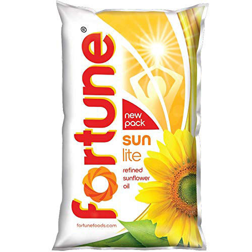 Fortune Sun Lite - Sunflower Refined Oil, 1 L Pouch